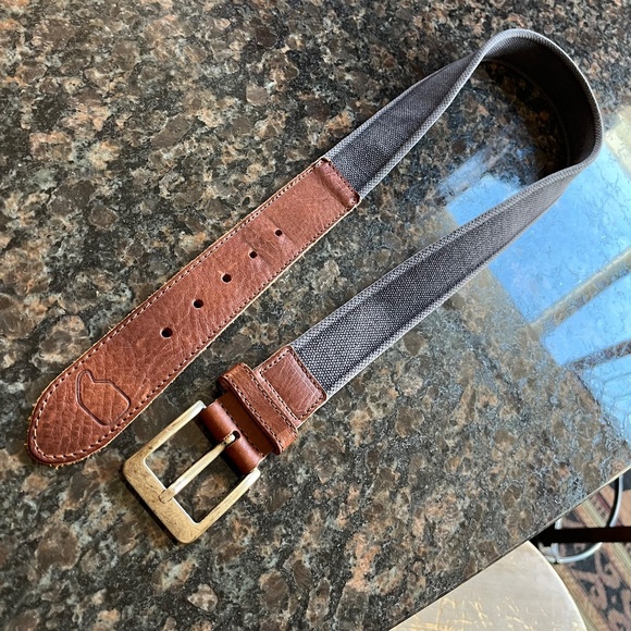 Vintage 90s Garcia Leather and Navy Canvas Belt - Picture 2 of 4